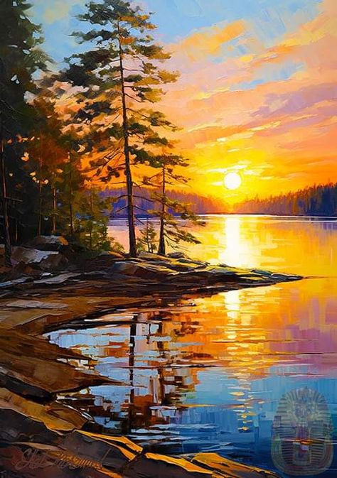 Acrylic Inspiration Painting, Oil Pastel Scenery Landscape Paintings, Scenery Photography Landscape, Beautiful Landscapes Paintings Acrylics, Acrylic Painting Scenery, Nature Scenery Painting, Sunrise Paintings, Cattle Pens, Acrylic Painting Landscape