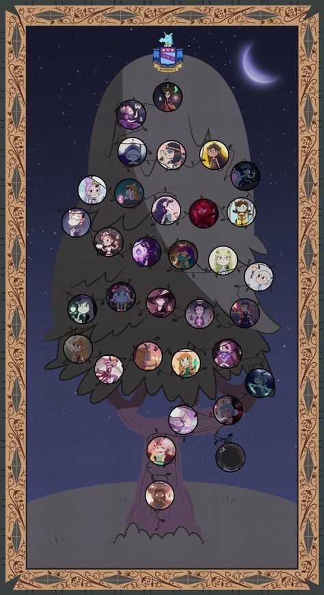 House Butterfly Royal Family Tree - Night Version by jgss0109 Royal Lineage, Art Ho, Butterfly Family, Royal Family Trees, Princess Star, Tree Day, The Forces Of Evil, Star Family