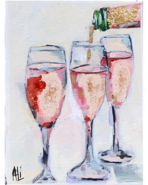 Ali Leja Art on Instagram: “SOLD- I’ll Take All Three 16x12…” Cocktail Art, Wine Cocktails, Martini, Rose Wine, Alcoholic Drinks, Wine, Drinks, On Instagram, Instagram