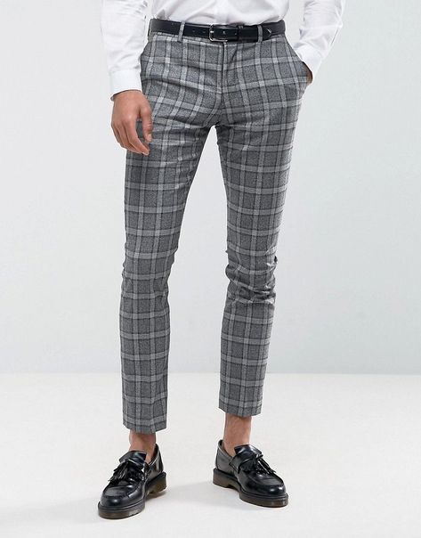 Checkered Trousers Outfits, Pants Design For Men, Dress And Jeans, Trousers Outfit Men, Slim Suit Pants, Checkered Suit, Checkered Trousers, Classy Streetwear, Pants Outfit Men