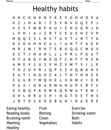 Health Worksheets For Middle School, Nutrition Worksheets For Kids, Healthy Habits Worksheet, Healthy Habits Activities, Healthy Habits For Kids, Health Worksheets, English Classroom Decor, Therapeutic Recreation, Scramble Words