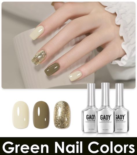 GAOY Gel Nail Polish Kit, 3 Colors 16ml Moss Green Gold Glitter, Solid Soak Off UV Gel Polish Set - Moss Carpet Moss Carpet, Nail Polish Kit, Winter Event, Green Nail, Green Glitter, Uv Gel, Green Nails, Moss Green, Green Gold