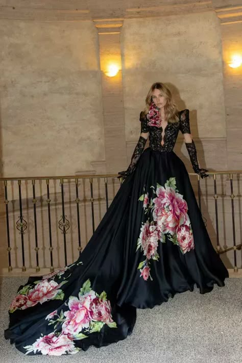 Pnina Tornai Couture Bridal Gowns, Jewelry, and Eveningwear | STYLE 5153 A Flair For The Dramatic, Princess Rings, Pink And Black Wedding, Gothic Gowns, Black Wedding Gowns, Dark Princess, Wedding Dresses Blush, Couture Bridal Gowns, Pnina Tornai