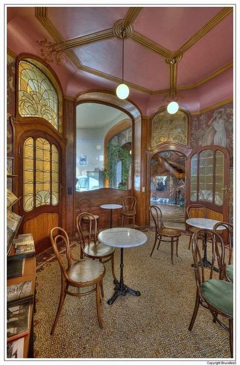 Pink Royal Aesthetic, Art Nouveau Bathroom, Japanese Tea Room, Edwardian Architecture, Steampunk Interior, Belgium Brussels, Interior Hotel, Art Deco Aesthetic, Art Nouveau Interior