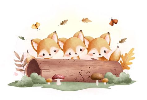 Fox Autumn, Cute Fox Drawing, Autumn Animals, Fox Drawing, Fox Baby, Cute Little Tattoos, Illustration Cute, Autumn Illustration, Cartoon Pictures