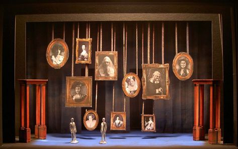 Addams Family Stage Design, Adams Family Musical Set, Musical Decorations Ideas, Addams Family Set Design, Clothes Peg Dolls, Addams Family Decorations, Simple Set Design, Music Video Set Design Ideas, Addams Family Set