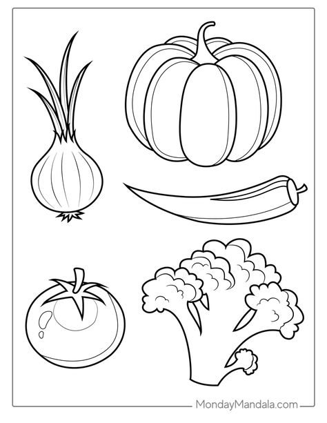 Vegetable Coloring Pages, Vegetable Drawing, Free Kids Coloring Pages, Nutrition Chart, Drawing Lessons For Kids, Bullet Journal Banner, Printables Free Kids, صفحات التلوين, Winter Vegetables