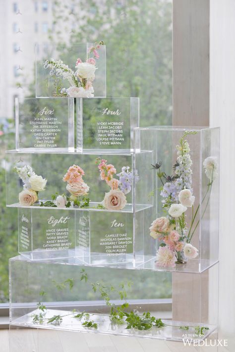 WedLuxe – The Glass Palace | Photography by: Martin Photography  Follow @WedLuxe for more wedding inspiration! Wedding Reception Tables, Seating Chart Wedding, Table Plans, Wedding Signage, Wedding Seating, Seating Chart, Acrylic Box, Seating Charts, Wedding Trends