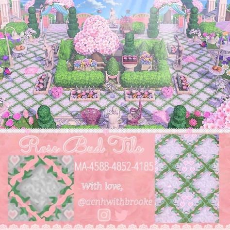 Animal Crossing Pink Codes, Acnh Elegant, Acnh Pathways, Kawaii Island, Pathway Design, Ac Codes, Cottagecore Pink, Pink Island, Blue Core