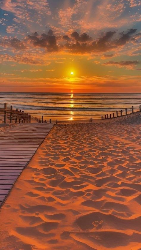 Waves Photos, Beach Sunset Wallpaper, Sunrise Pictures, Beautiful Ocean Pictures, Ocean Pictures, Pretty Landscapes, Beach Wallpaper, Images Esthétiques, Beautiful Sunrise