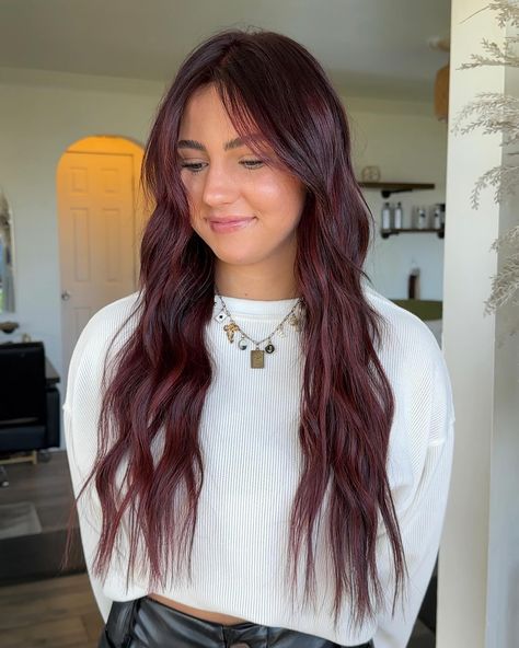 CHERRY COLA 🍒✨ guyssss this color im obsessed we did a full color + color matched her extensions @jaeleefarnsworth is gorg #hair #fallhairinspo #cherrycolahair #redhair #richcolor #haircolorist #haircolor #hairinspiration #brunetteinspo #redhair #cherryredhair #behindthechair #hairextensions #vernalutahhair #utahhairstylist #utahcurls #matrixcolor #matrix #redken #dimensionalcolor #vividhaircolor #redbrownhair #hairextensionsalon Red Hair With Blonde Money Piece, Red Hair With Blonde, Blonde Money Piece, Cherry Cola Hair, Cherry Red Hair, Hair Extension Salon, Red Blonde Hair, Vivid Hair Color, Matrix Color