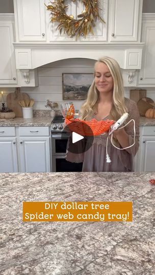 DIY dollar tree spider web candy tray!🎃🎃 I found the spider web trays at the dollar | REEB KK | Oskar Schuster · The Pumpkin's Song (Menu Theme) Dollar Tree Spider, Diy Spider Web, Pumpkin Song, Candy Tray, The Spider, Dollar Tree Diy, Spider Web, Dollar Tree, Tray