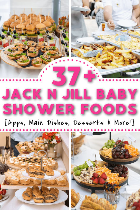 Couples Baby Shower Food, Coed Baby Shower Food, Baby Themed Food Ideas, Black Baby Shower Food, Coed Baby Shower Food Ideas, Baby Shower Food Menu Ideas, Jack And Jill Baby Shower Themes, Bbq Baby Shower Food, Cookout Baby Shower Ideas