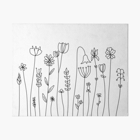 Dry Erase Board Drawings, White Board Drawings, Drawings Of Flowers, Whiteboard Art, Simple Line Art, Grass Flowers, Rock Flowers, Easy Watercolor, Flower Doodles