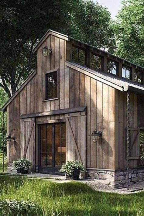 Small Barn Home, Barn Houses, Barn Living, Small Barn, Barn Style House Plans, Barn Renovation, A Small House, Barn Garage, Barns Sheds