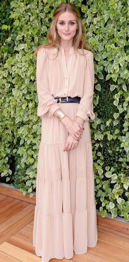 Olivia Palermo How To Wear Belts, Maxi Skirt Spring, Blush Maxi Dress, Estilo Olivia Palermo, Estilo Hijab, Stile Hijab, Spring Outfits Dresses, Olivia Palermo Style, Hijab Styles