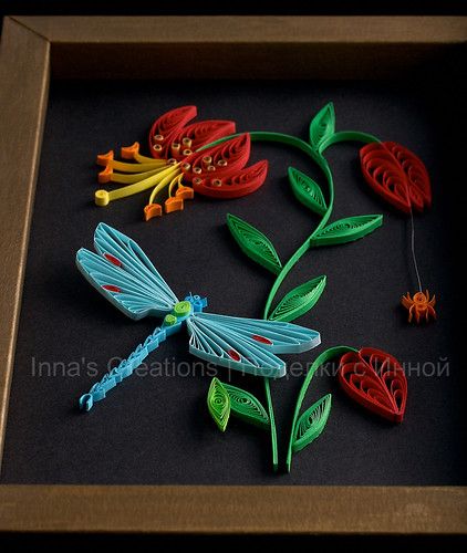 Lily and dragonfly, paper quilling | Dragonfly and lily flow… | Flickr Dragon Fly Craft, Quilling Animals, Paper Quilling Patterns, Quilled Paper Art, Folding Origami, Quilled Creations, 3d Quilling, Quilling Craft, Dragonfly Art