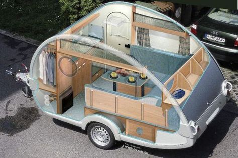 21_Tab-Camper Teardrop Trailer Interior, Teardrop Camper Interior, Kombi Trailer, Teardrop Caravan, Teardrop Camping, Small Caravans, Kombi Motorhome, Teardrop Campers, Teardrop Camper Trailer