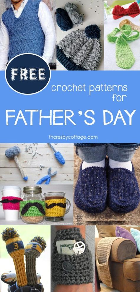 A great selection of FREE crochet patterns for Father's Day Crochet Gifts For Dad, Crochet Gifts For Men, Gifts For Men Diy, Diy Fathers Day, Cottage Gifts, Crochet Men, Cozy Crochet Patterns, All Free Crochet, Diy For Men