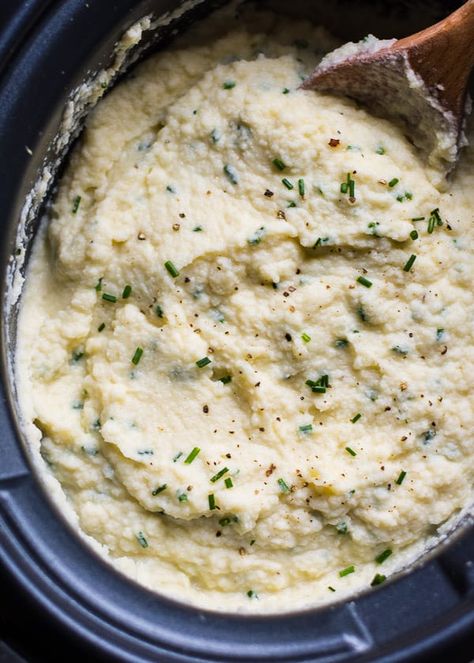 Califlower Mashed, Slow Cooker Cauliflower, Mashed Sweet Potatoes Healthy, Cauliflower Mashed Potatoes Recipe, Mashed Potato Recipe, Cauliflower Mashed, Cauliflower Mashed Potatoes, Mashed Potatoes Recipe, Vegetable Side Dishes Recipes