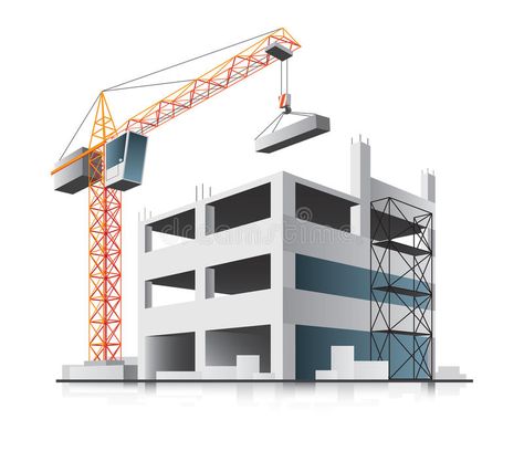 Building construction with crane. In the city on white background , #spon, #crane, #construction, #Building, #background, #white #ad Crane Construction, Cover Photo Design, Building Background, Construction Images, Architecture Blueprints, Construction Logo Design, Building Images, Architecture Logo, Blue Sky Clouds