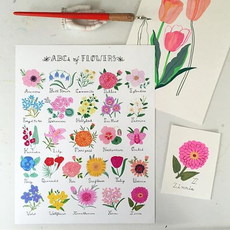 Emily Emerson (@emilyemersonart) • Instagram photos and videos Tea Towel Patterns, Gouache Florals, Lilla Rogers, Flowers Painted, Memory Game, Towel Pattern, Flower Tea, Memory Games, Lily Rose