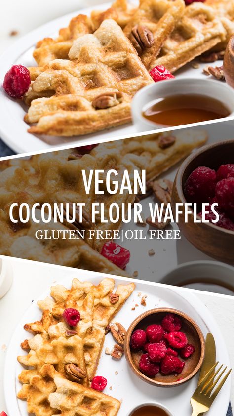 Paleo Waffles Coconut Flour, Coconut Flour Waffles, Coconut Flour Pancakes, Vegan Waffles, Vegan Coconut, Aip Diet, Breakfast Waffles, Almond Flour Recipes, Dairy Free Eggs