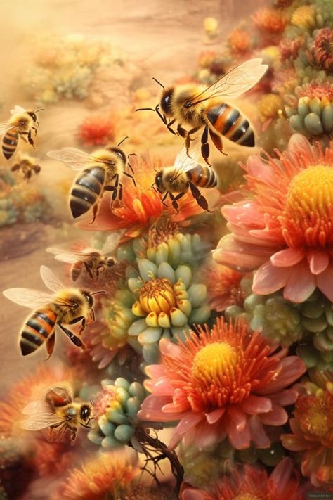 Abundance Images, Bee Wallpaper, Sunset Photography Nature, Bee Photography, Bumble Bee Art, Bee Pictures, Bee Painting, I Love Bees, Bee Movie