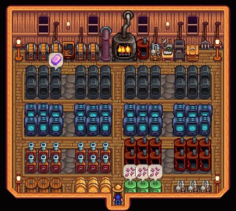 Stardew Valley Standard Farm Layout Year 1, Stardew Valley Farm Layout Grandpas Farm, Stardew Valley Blacksmith Shed, Stardew Obelisk Layout, Stardew Valley Design Ideas, Stardew Beehive Layout, Shed Layout Stardew Valley, Stardew Farm Layout Standard, Shed Design Stardew Valley