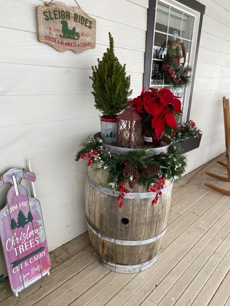 Christmas Barrel Decor, Christmas Whiskey Barrel Decorations, Wine Barrel Christmas Decor, Whiskey Barrel Christmas Decor, Barrel Christmas Decor, Whiskey Barrel Decor, Company Decor, Deer Repellent, Wine Barrel Decor