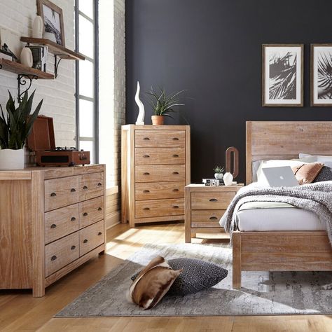 Grain Wood Furniture Solid Wood Standard 3 Piece Configurable Bedroom Set & Reviews | Wayfair Berlin House, Crockery Cabinet, Cozy Ideas, Wood Bedroom Sets, Wood Bedroom Furniture, Solid Wood Bed, Wood Bed, Wood Bedroom, Apartment Furniture