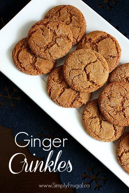 These Ginger Crinkles rank among one of my all time favourite cookies, especially at Christmas time!  They're chewy, perfectly spicy and delicious! Ginger Crinkles, Whipped Shortbread Cookies, Ginger Molasses Cookies, Molasses Cookies, Crinkle Cookies, Ginger Cookies, Snack Cake, Shortbread Cookies, Favorite Cookies