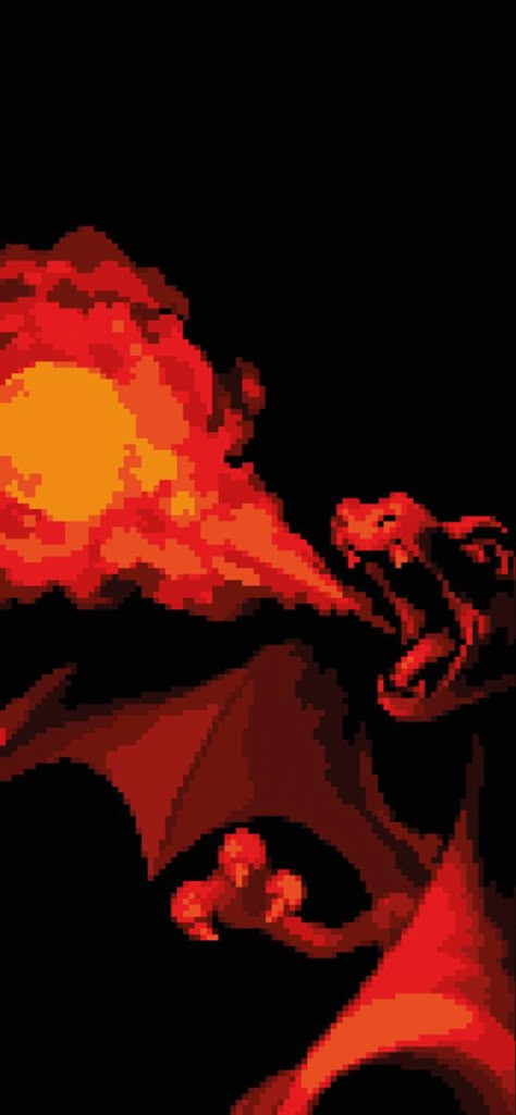 Pixel Fire, Fire Lizard, Aesthetic Pokemon, Pokemon Blastoise, Black Wallpapers, Pokemon Backgrounds, Cool Pokemon Wallpapers, Arte 8 Bits, Black Pokemon