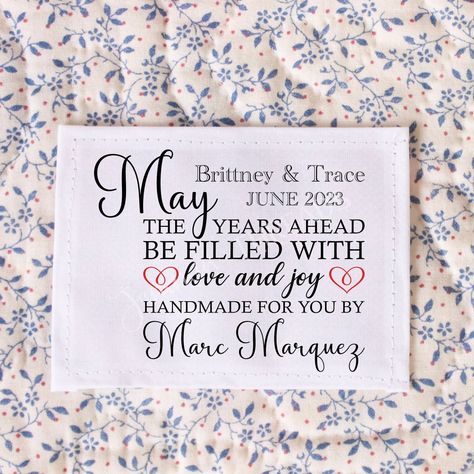 Modern Wedding Quilt, Quilting Quotes, Quilter Gifts, Wedding Quilt, Cotton Labels, Quilt Labels, Memory Quilt, Mini Charm, Modern Wedding