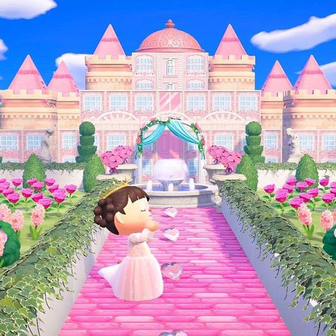 Acnh Pink Island, Acnh Elegant, Acnh Castle, Cottagecore Acnh, Barbie Castle, Marvelous Monday, Fairytale Bedroom, Cottagecore Pink, Acnh Paths