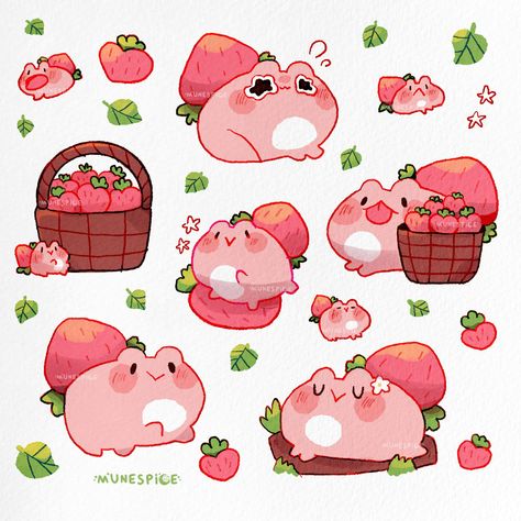 🐻‍❄️ Sayu ☁️ (@sayuupi_) / Twitter Strawberry Frog, Frog Illustration, Duck Art, Anime Expo, Frog Art, Little Doodles, Cute Strawberry, The Bay Area, Cute Little Drawings