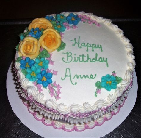 A Birthday cake for Anne Happy Birthday Anne, Happy Birthday Karen, Grandma Cake, Buttercream Birthday Cake, Cupcake Photos, Pinterest Cake, Cake Writing, Adult Birthday Cakes, Spring Cake