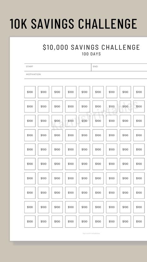 savings challenge printable 10000 Dollars In 100 Days, 200000 Savings Challenge, 100 Dollar Challenge, 10k Savings Challenge 100 Days, 10000 In 100 Days, Savings Challenge 100 Days, 10k In 100 Days Challenge, 10000 Savings Challenge, Year Savings Challenge