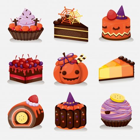 Halloween Food Illustration, Pumpkin Lollipop, Fruit Sketch, Fantasy Inspo, Traditional Thanksgiving Recipes, Spooky Cake, Candy Icon, Desserts Drawing, Jelly Sweets