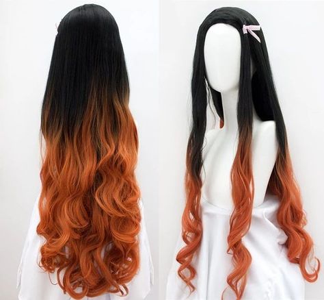 Wavy Human Hair Wigs, Blonde Weave, Nezuko Cosplay, Hair Color Orange, Stylish Short Hair, Cosplay Hair, Short Hair Wigs, Hair Brands, Demon Slayer Kimetsu No Yaiba