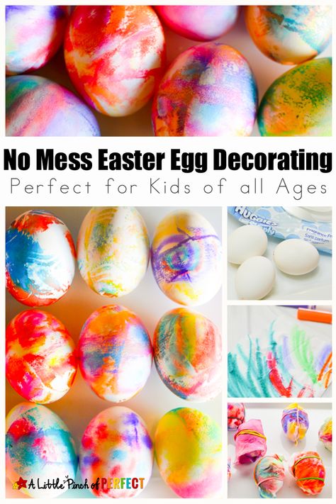 No Mess Easter Egg Decorating Method for Kids Using Markers: Easy for kids of all ages including toddlers and preschoolers, and the eggs turn out beautiful. Tie Dye Easter Eggs, Preschool Easter, Dye Easter Eggs, Easter Preschool, Easter Theme, Easter Egg Dye, Easter Egg Crafts, Easter Egg Painting, Easter Eggs Diy