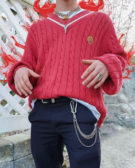 Love Core Outfits Male, Cute Male Outfits Aesthetic, Preppy Outfits Men, Male Outfits Aesthetic, Lovecore Fashion, Stars Outfit, Oc Clothes, Strawberry Outfit, Red And White Outfits