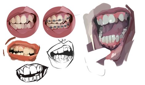 Teeth Drawing, Teeth Art, Lips Art, Mouth Drawing, Drawing Faces, Anatomy Reference, Anatomy Art, 영감을 주는 캐릭터, Art Studies