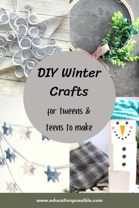 Simple and quick winter crafts for teens that will help keep them busy during the cold, dark days of winter. Kids don't have to be bored, even though they're stuck inside more than usual. Spend some time together making some cool DIY projects that you can use to decorate your home to celebrate winter. Many of these crafts use classic symbols of the season like snowflakes, snowmen, and icicles. Winter Craft Ideas For 5th Graders, Winter Camp Crafts, Winter Themed Crafts For Adults, January Crafts For Adults Diy, Winter Activities For Middle School, November Art Projects For Middle School, Winter Crafts Middle School, Winter Crafts For Middle School Students, Winter Crafts For Middle School