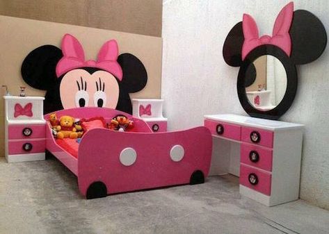 Like the idea of a Minnie Mouse themed room? Check out these Minnie room decoration ideas Minnie Mouse Bedroom Decor, Minnie Mouse Room Decor, Minnie Mouse Bedding, Minnie Mouse Bedroom, Mickey Mouse Bedroom, Kids Bed Design, Hiasan Bilik Tidur, Toddler Rooms, Toddler Bedrooms