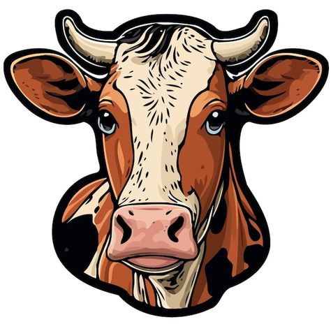 Pictures Of Cows Faces, Baby Fluffy Cows, Cow Head Drawing, Cartoon Cow Face, Cow Cartoon, Cow Graphic, Cow Vector, Cow Illustration, Cow Baby Showers