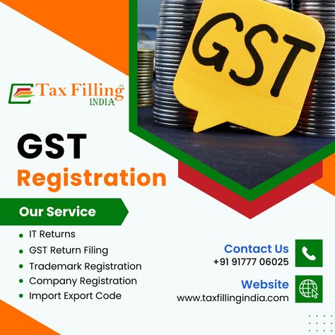 Ready to simplify your business journey? TaxFillingIndia brings you seamless GST Registration services, ensuring your business complies with tax regulations effortlessly. Let's navigate the complexities together. Consult us today and experience stress-free GST Registration! Contact Us : +91 91777 06025 #GSTRegistration #TaxCompliance #BusinessGrowth #TaxFillingIndia #EntrepreneurLife #LegalCompliance #StartUpSuccess #FSSAILicense #FoodBusiness #SafetyFirst #EntrepreneurLife #CulinaryDreams Gst Registration, Business Growth, Start Up, Bring It On, Let It Be, Quick Saves