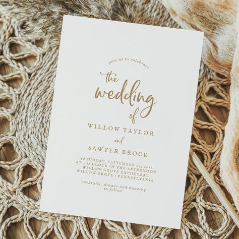 $2.93 | Rustic Gold Script Wedding Invitation #rustic wedding, boho printed marriage, simple vintage winter wedding, classic minimalist country summer k900, minimal bohemian fall backyard barn, spring autumn unique calligraphy script, outdoor wedding, handwritten wedding, modern wedding, gold wedding Summer Calligraphy, Vintage Winter Weddings, Summer Birthday Invitations, Sweet Sixteen Birthday Invitations, Handwritten Wedding, Script Wedding Invitations, Cool Gifts For Teens, Handwritten Calligraphy, Sixteenth Birthday