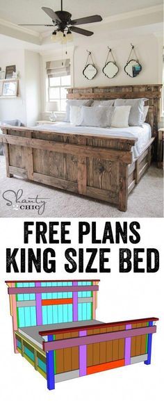 Diy King Size Bed, Bedframe Diy, Letto King Size, Murphy Bed Plans, Shanty 2 Chic, Hm Home, Lit King Size, Funky Junk Interiors, Diy Bed Frame