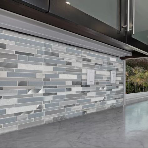 MSI Harlow Random Sized Glass Mosaic Tile in Gray | Wayfair Boy Bathroom, Natural Stone Mosaic, Metal Mosaic Tiles, Pebble Tile, Emser Tile, Glass Tile Backsplash, Stone Mosaic Tile, Ceramic Subway Tile, Best Floor Tiles